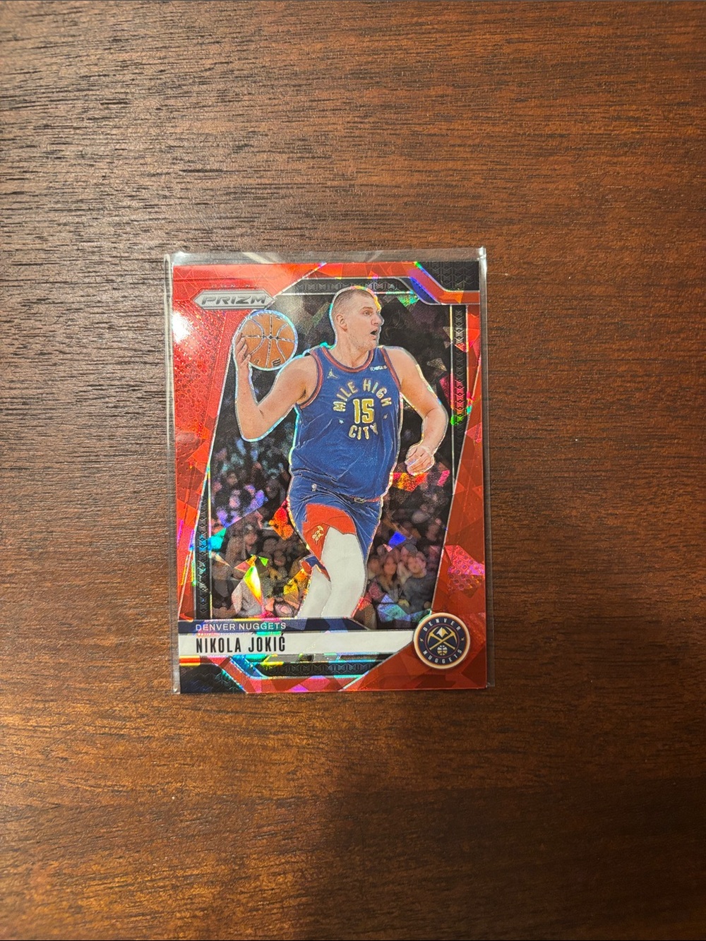 Nikola Jokic 2024 Red Cracked Ice Prizm Card #129